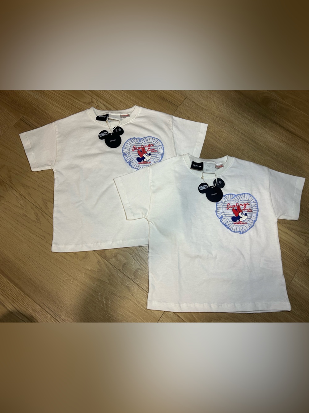 Disney White Kids T-Shirt with Red & Blue Mickey Patch